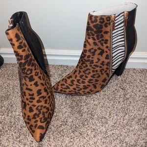Animal print booties